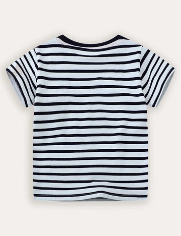 African Animals Applique Short Sleeve T-Shirt